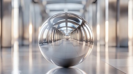 A clean, polished disco mirror sphere with smooth, uniform mirror tiles, free from any distracting...