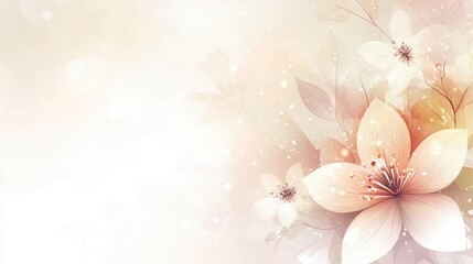 Soft pastel floral background with delicate flowers and bokeh effect.