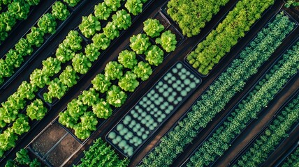 Aerial View of a Modern California Greenhouse with Lush Greens