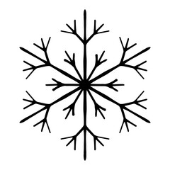 Fototapeta premium Intricate black vector illustration of a snowflake with symmetrical geometric patterns. Perfect for Christmas and winter designs, holiday cards, seasonal decorations, and festive creative projects