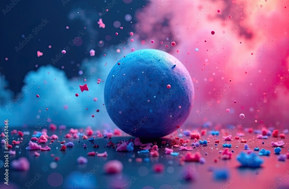 Poster a lively gender party features a colorful arrangement with scattered decorations creating a joyful m