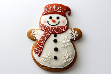 Fototapeta premium Enjoy a Delightful Snowman Gingerbread Cookie this Holiday Season for Festive Cheer