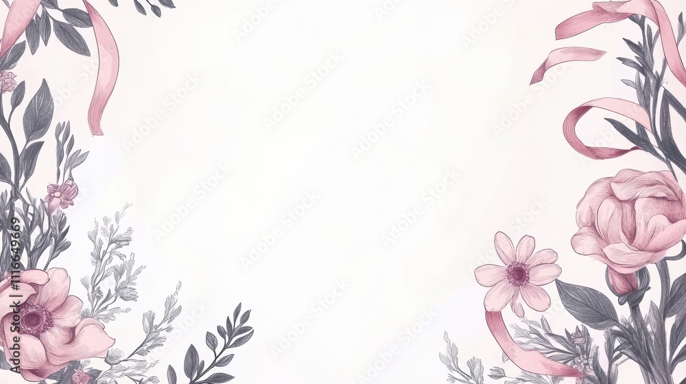 Poster delicate spring flower wreath showcases intricate details, perfect for adding personalized text or d