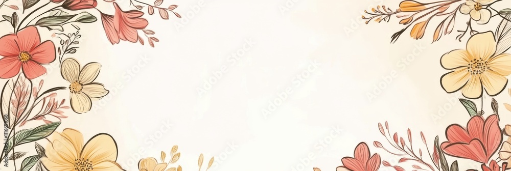 Poster colorful spring flower wreaths with delicate ribbons create a charming backdrop, perfect for persona