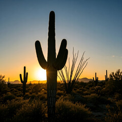 saguaro cactus at sunset