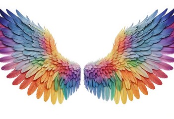 Obraz premium Beautiful magic rainbow colorful glittery shining wings, hand drawn