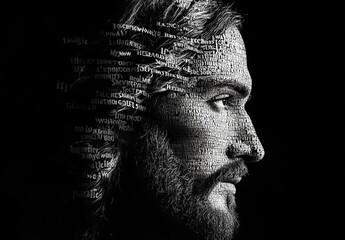 Silhouette of the face of Jesus Christ in stylized mode