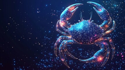 Cancer Zodiac Sign: Celestial Crab in a Polygonal Style