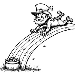  Leprechaun Sliding Down Rainbow to Gold