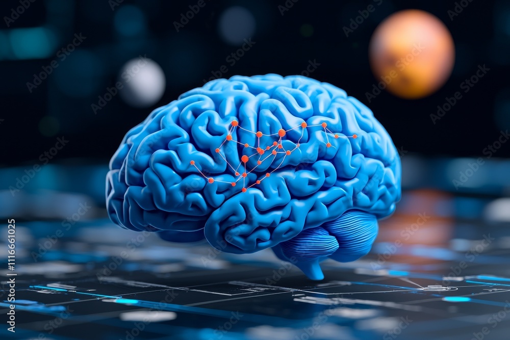 Poster abstract science and technology background featuring a network of connections and neural links