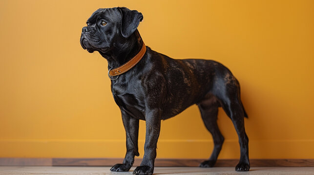 Beautiful cute Cane carso dog on a bright background