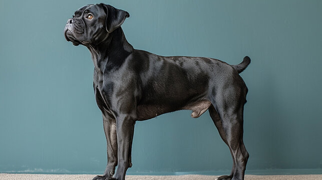 Beautiful cute Cane carso dog on a bright background