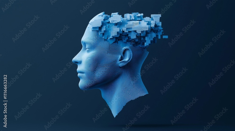 Poster a low poly brain or stock concept, symbolizing wisdom. an abstract modern image of a human brain, de