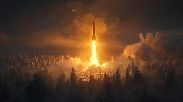 Colossal Russian Sarmat intercontinental ballistic missile dramatically launches from snowy silo under cold winter skies