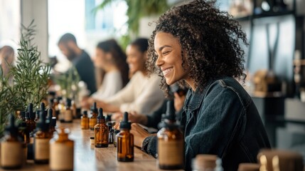 Happy People Learning Aromatherapy Workshop