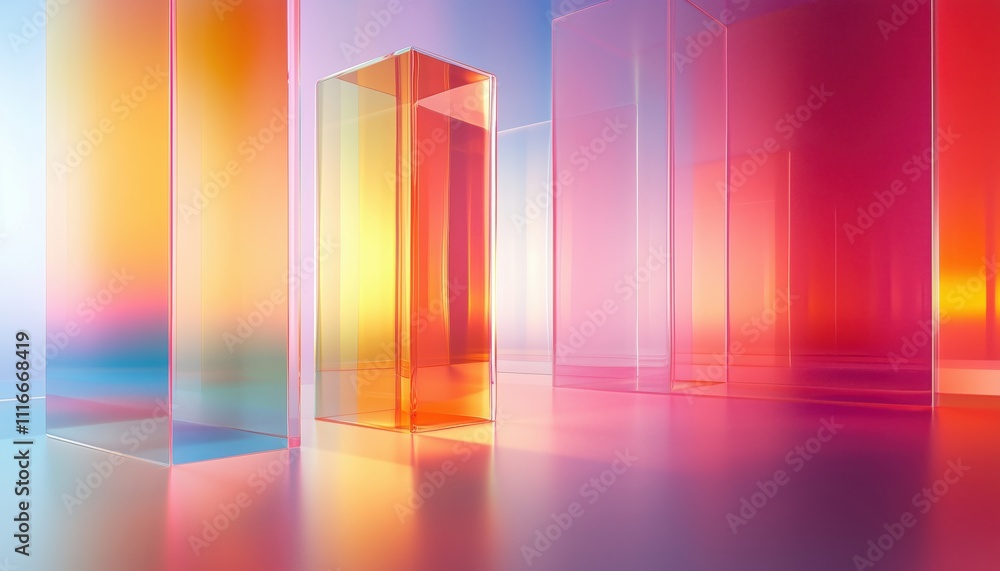 Poster computer digital 3d rendering of transparent glass with gradient effect. high-quality visualization 