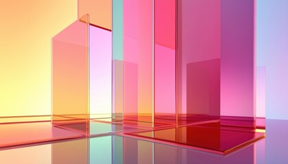 Fototapeta premium Translucent Glass With Gradient Effect, Rendered In 3d. Digitally Created On Computer For A Realistic Appearance. Vivid And Clear Visuals.