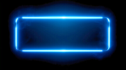 A sparkling frame on a black background with bright neon blue light, a glowing frame that illuminates the background, and a banner shining very brightly.