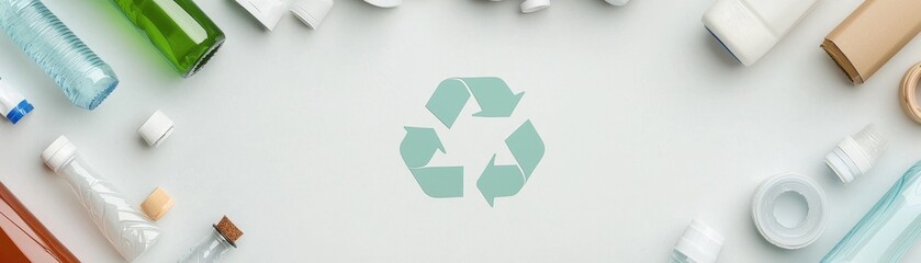 Obraz premium Recycling initiatives eco-friendly practices urban environments infographic sustainability overhead view waste reduction strategies