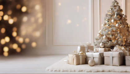 Boże Narodzenie, kolacja wigilijna, święta i prezenty, jasne tło świąteczne