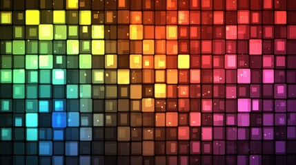 Vibrant mosaic of colorful glowing squares.