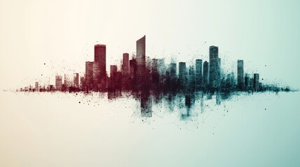 Obraz premium Urban skyline transformation cityscape visualization digital art abstract environment futuristic concept