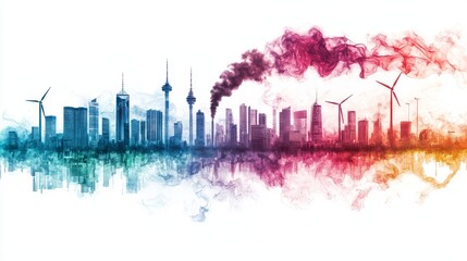Fototapeta premium Urban pollution crisis toronto skyline illustrating environmental impact through art city digital artwork urban aesthetic