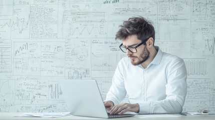 Business Analyst Working with Data in Modern Office Environment