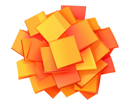 a pile of orange and yellow squares