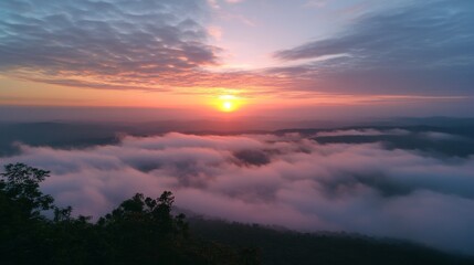 Sunrise Over Misty Mountains - A Breathtaking Landscape