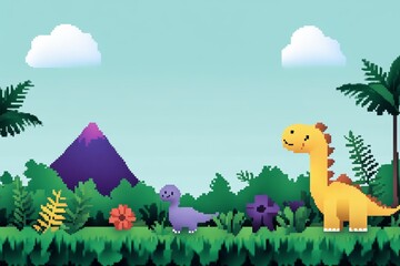 Scene is playful and adventurous, pixel art 8 bit