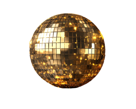 a gold disco ball with lights