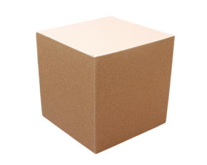 a brown cube with a white surface