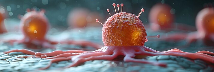 Cutaneous oncology visualized cellular regeneration illustration where skin cancer treated at the cellular level through regenerative therapies under Dermatology