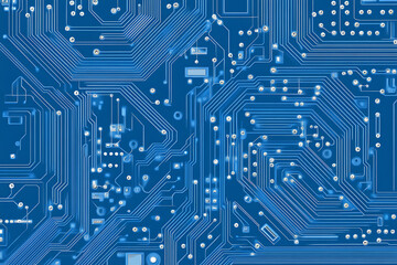 Futuristic vector illustration of a aqua circuit board with intricate digital tech elements, perfect for advanced technology backgrounds.