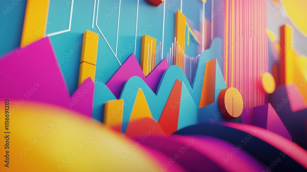 Poster abstract colorful shapes form dynamic data visualization