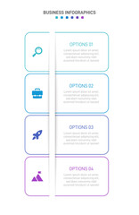 Vertical progress bar featuring 4 arrow-shaped elements, symbolizing the four stages of business strategy and progression. Clean timeline infographic design template. Vector for mobile presentation.