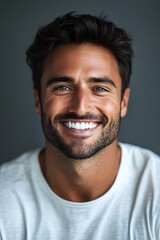 Obraz premium Photo portrait of a handsome man smiling with clean teeth