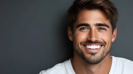 Obraz premium Photo portrait of a handsome man smiling with clean teeth