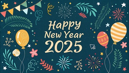 festive wallpaper featuring a Happy New Year 2025 design JPG, AI GENERATED