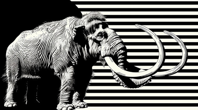Beautiful mammoth on a bright background