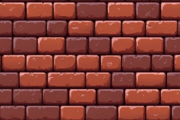 Pixel art style red brick wall pattern