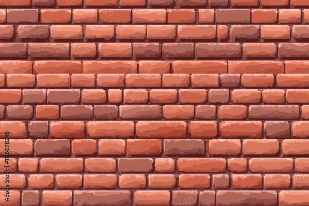 Poster detailed red brick wall with varying sizes and textures in a patterned layout