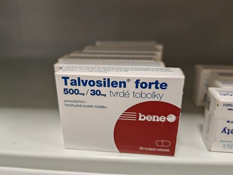 Prague,Czech Republic-October 9 2024: Talvosilen Forte contains PARACETAMOL and CODEINE, providing effective pain relief for moderate to severe conditions.

