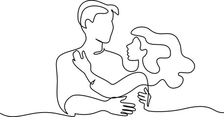 Valentines day romantic design. Woman and man hugs. Love of young couple,
