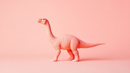 Pink dinosaur toy on pastel background