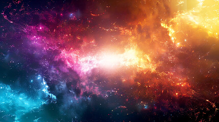Obraz premium Vibrant cosmic explosion of colors illuminating the dark expanse of the universe