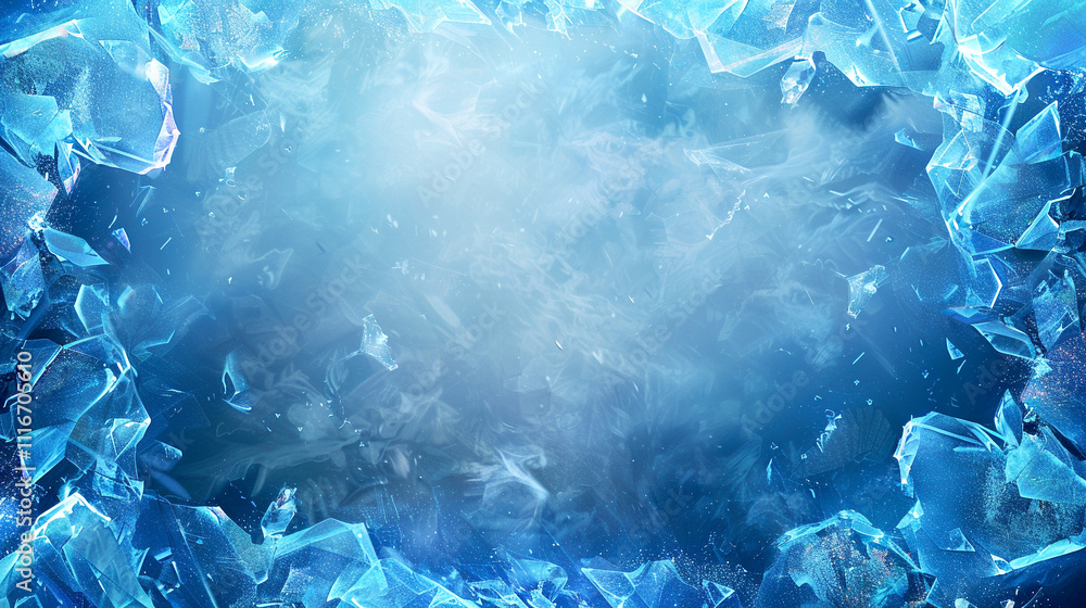 Poster frozen shards create an enchanting blue backdrop with a mystical glow