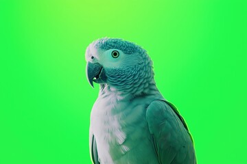 Obraz premium African grey parrot posing on green screen background