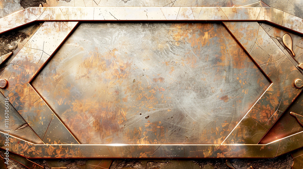 Poster rustic metallic frame set against a textured surface invoking a sense of mystery